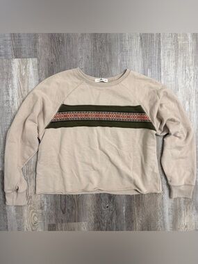 Natural Life Boho Stripe Terry Cloth Cropped Long Sleeve T Shirt-Size Small NWOT